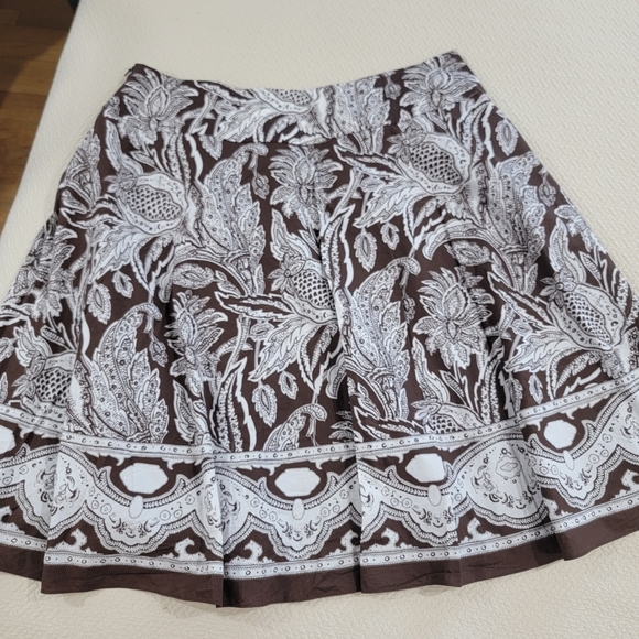 Talbots Brown and White Floral Skirt Size 18 W Cotton Summer - Picture 12 of 13
